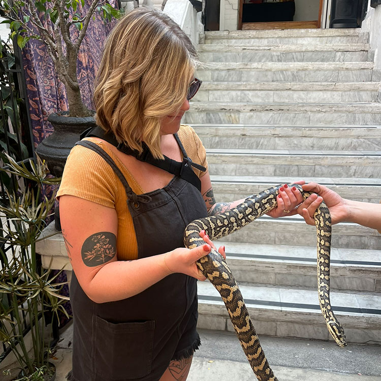 Becca and a snake
